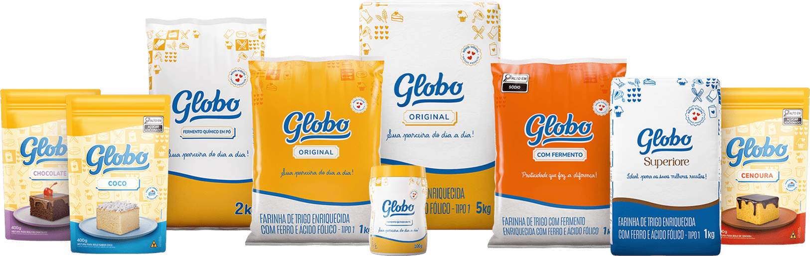 Produtos Globo - farinha de trigo, açúcar e mistura para bolo para fornecedores e clientes