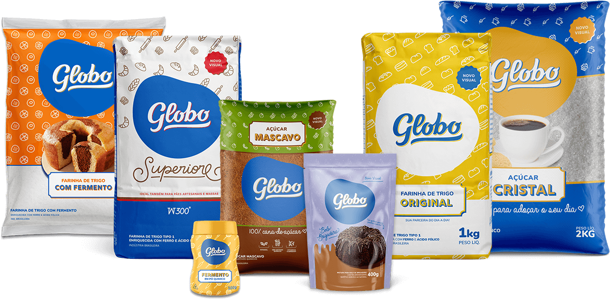 Produtos Globo - farinha de trigo, açúcar e mistura para bolo para fornecedores e clientes